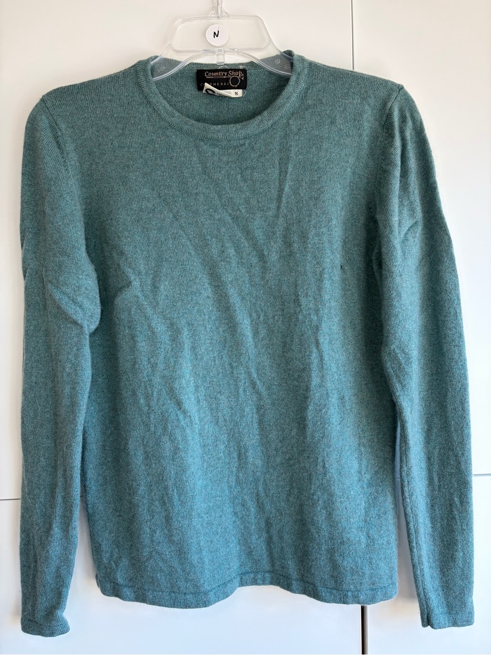 100% Pure Cashmere Country Shop Teal Sweater Size Small FLAWED